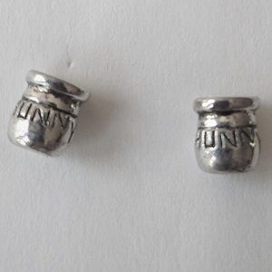 Earrings DISNEY Post Pierced Silver HUNNY POT Winnie the Pooh Bear Marked RARE
